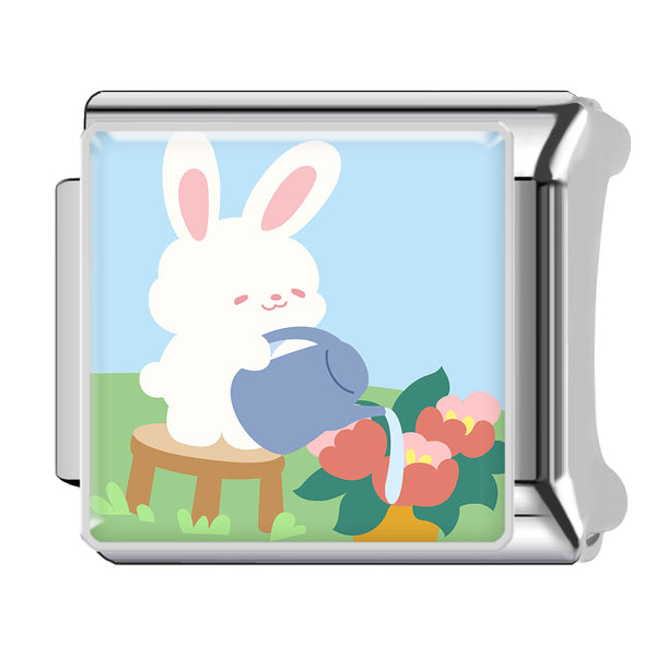 Rabbit Watering Flowers